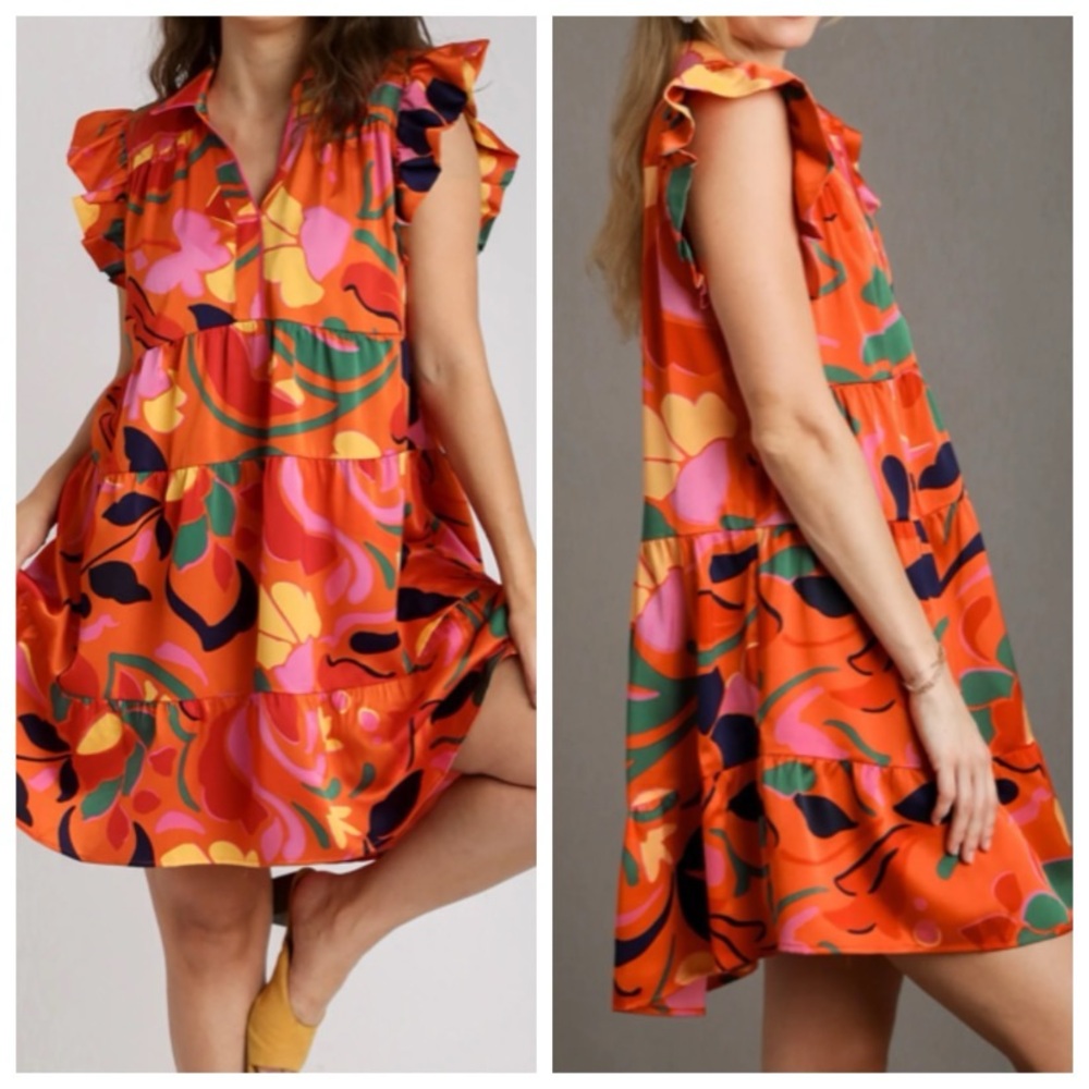 Umgee Vibrant Multicolor Ruffle Dress
